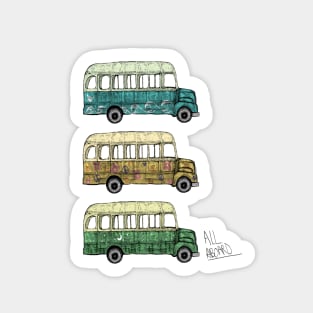 All Aboard - Funky Bus Print - White Background Sticker